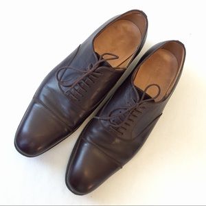 J.M. Weston Cap Toe Oxfords in Dark Brown Boxcalf